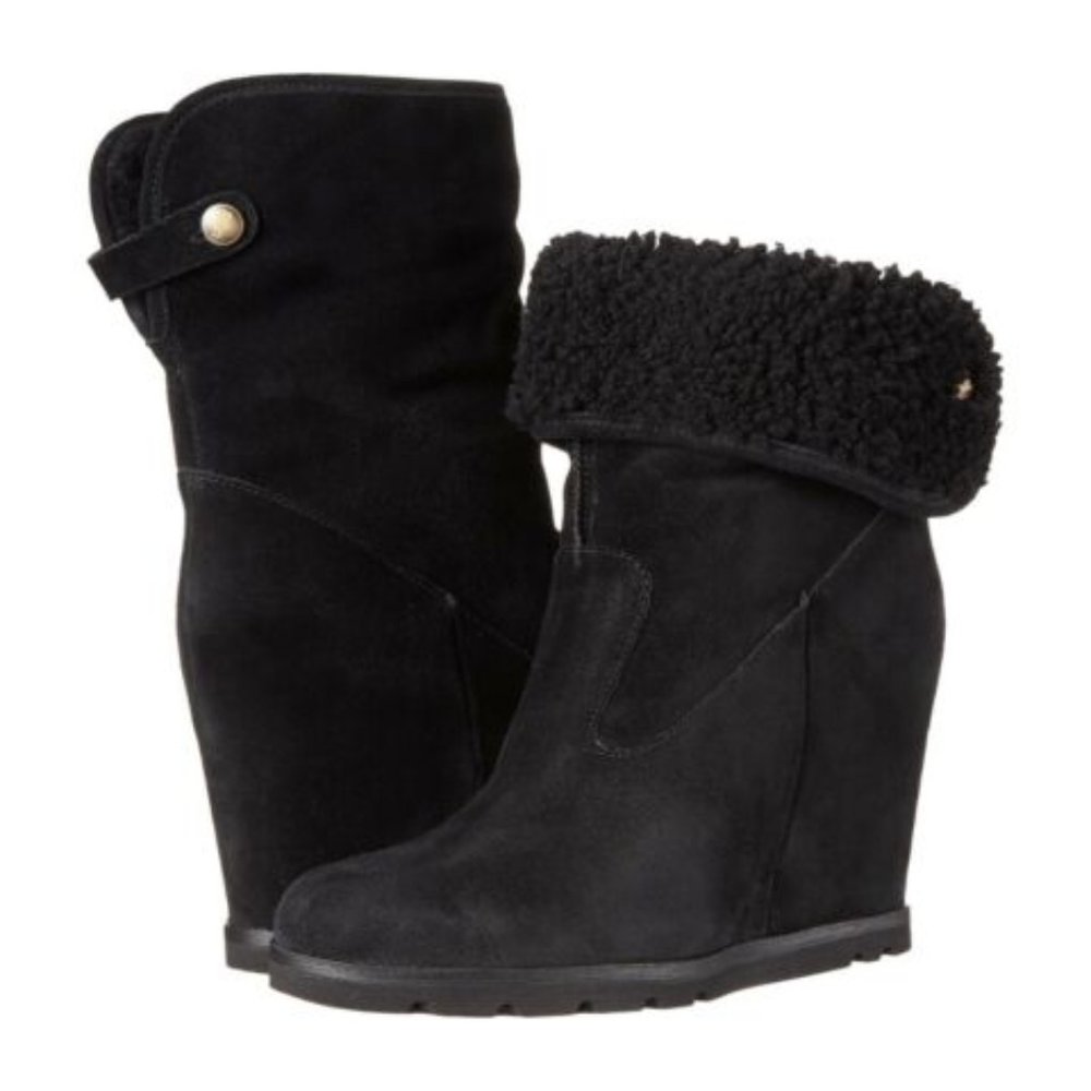 UGG Kyra Wedge Ankle Black Bootie 8